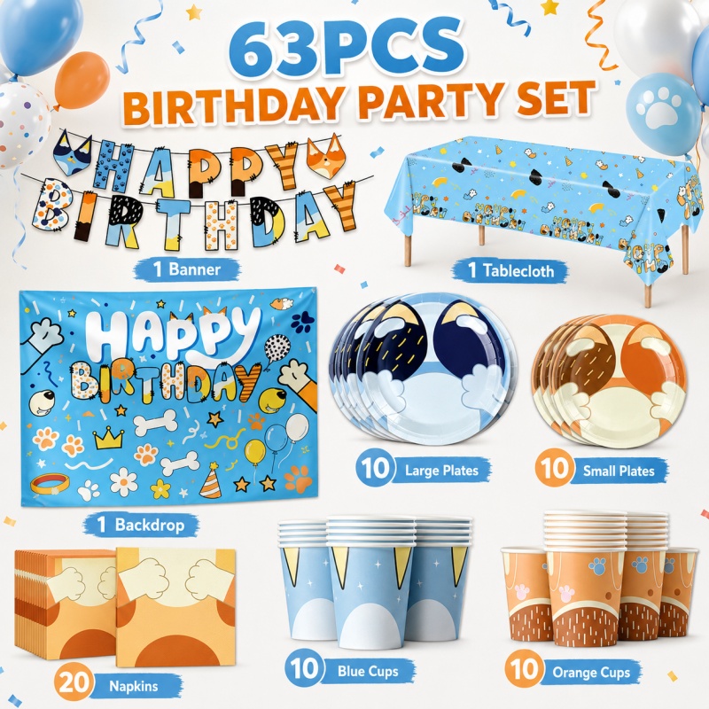 Pet Supplies In Bulk - 블루 도그 파티 용품 세트 일회용