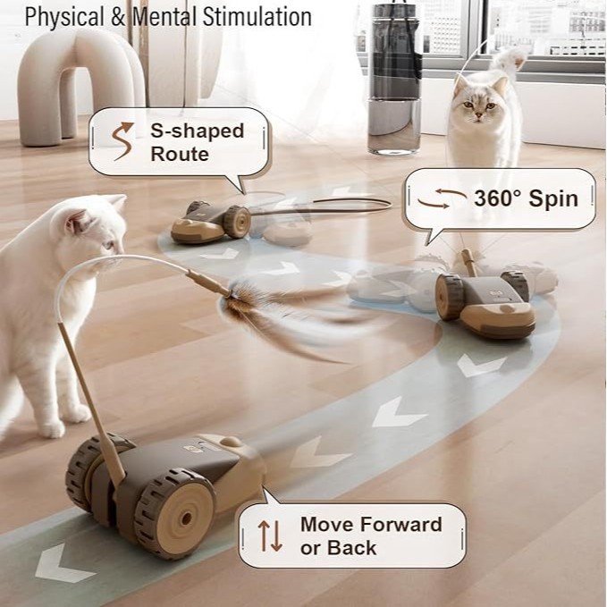 Interactive Cat Toy - 듀얼 속도 인터랙티브 고양이 장난감 자동차,