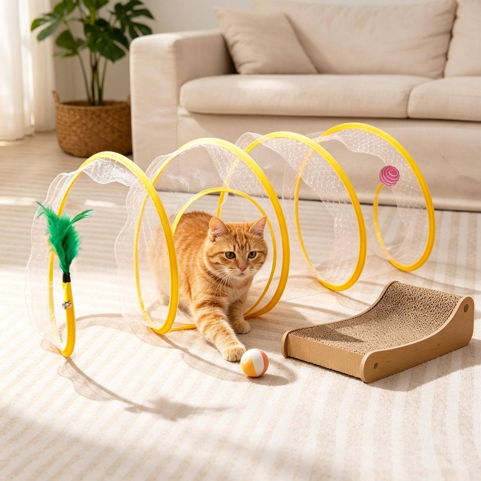 나선형 터널 고양이 장난감 접이식 휴대용 채널 놀이 나 - Interactive Cat Toy 리뷰 및 가격