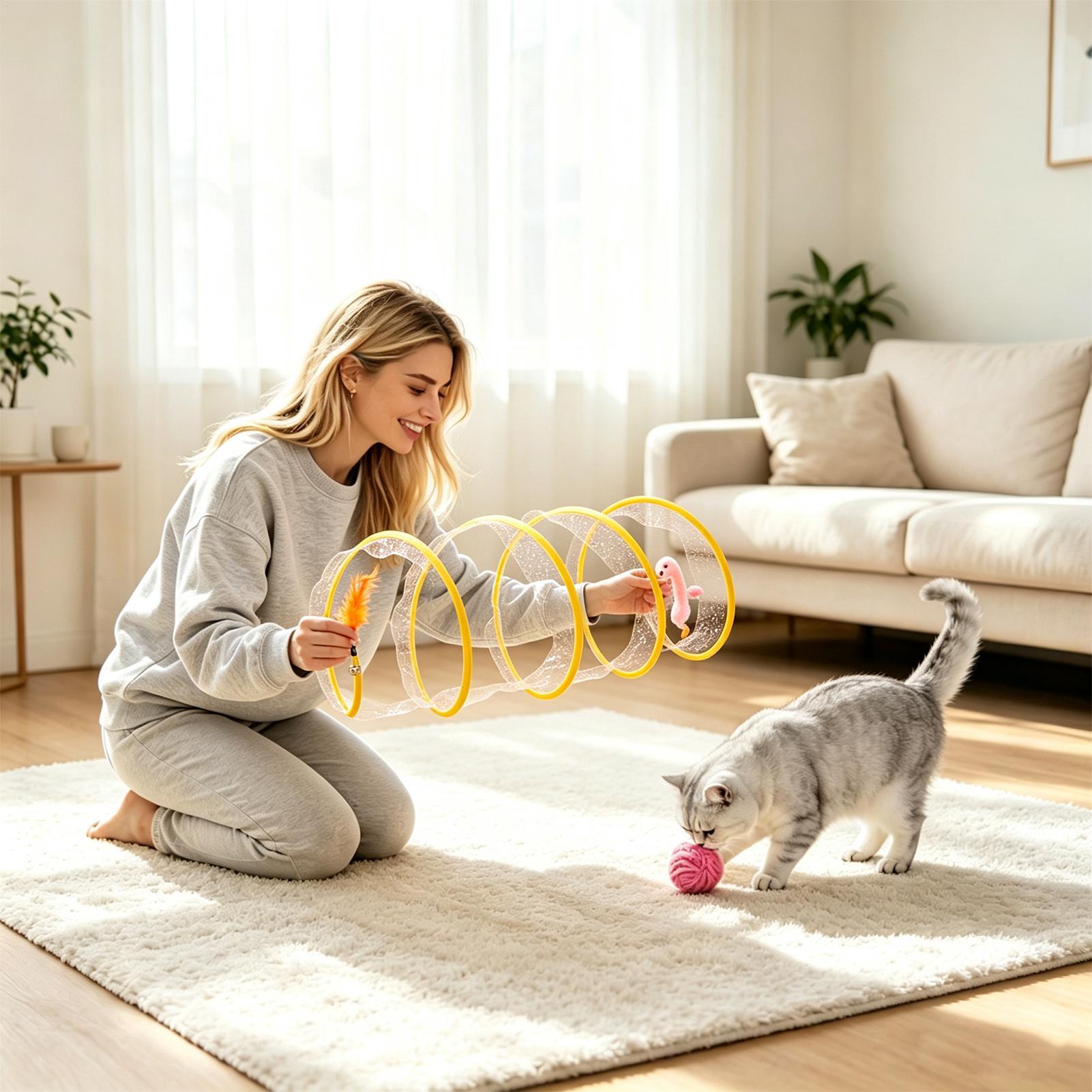 나선형 터널 고양이 장난감 접이식 휴대용 채널 놀이 나 - Interactive Cat Toy 리뷰 및 가격