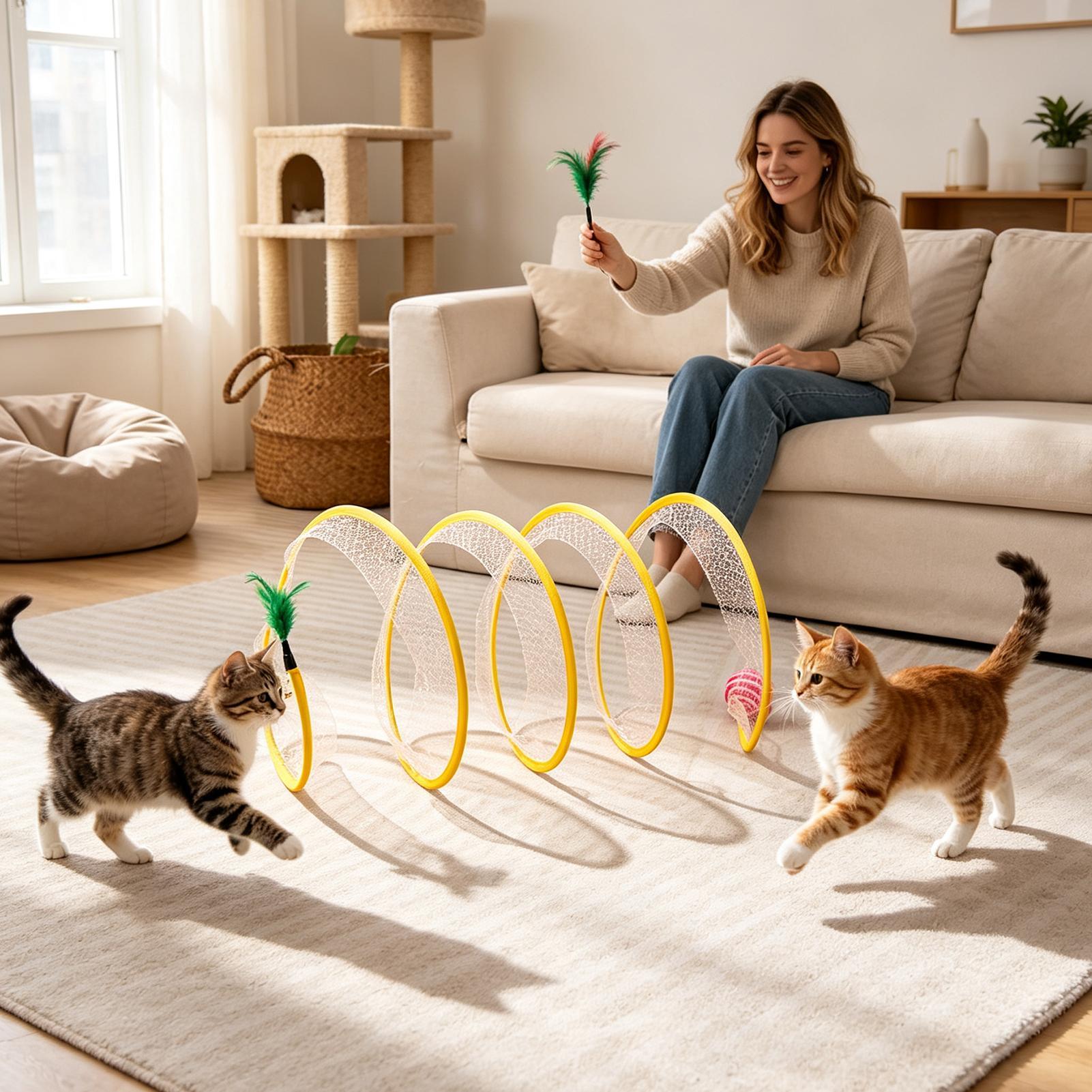나선형 터널 고양이 장난감 접이식 휴대용 채널 놀이 나 - Interactive Cat Toy 리뷰 및 가격