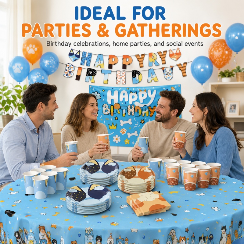 블루 도그 파티 용품 세트 일회용 만화 식기 세트 대량 - Pet Supplies In Bulk 리뷰 및 가격